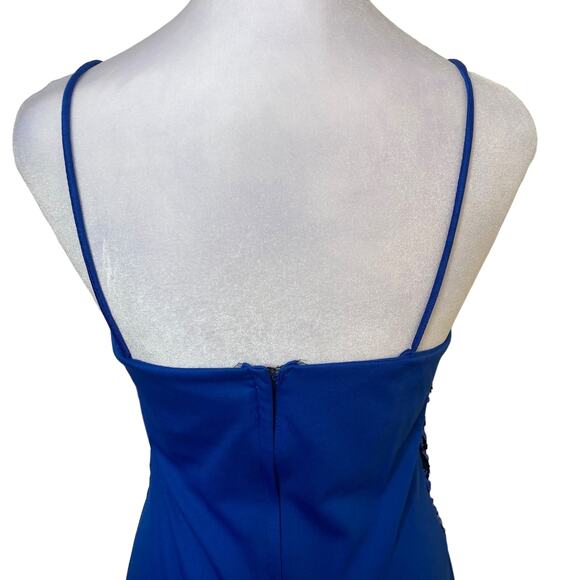 Vintage GlenRob Party Dress Bright Blue Sequin Detail Strappy Womens Size XS - Picture 5 of 10